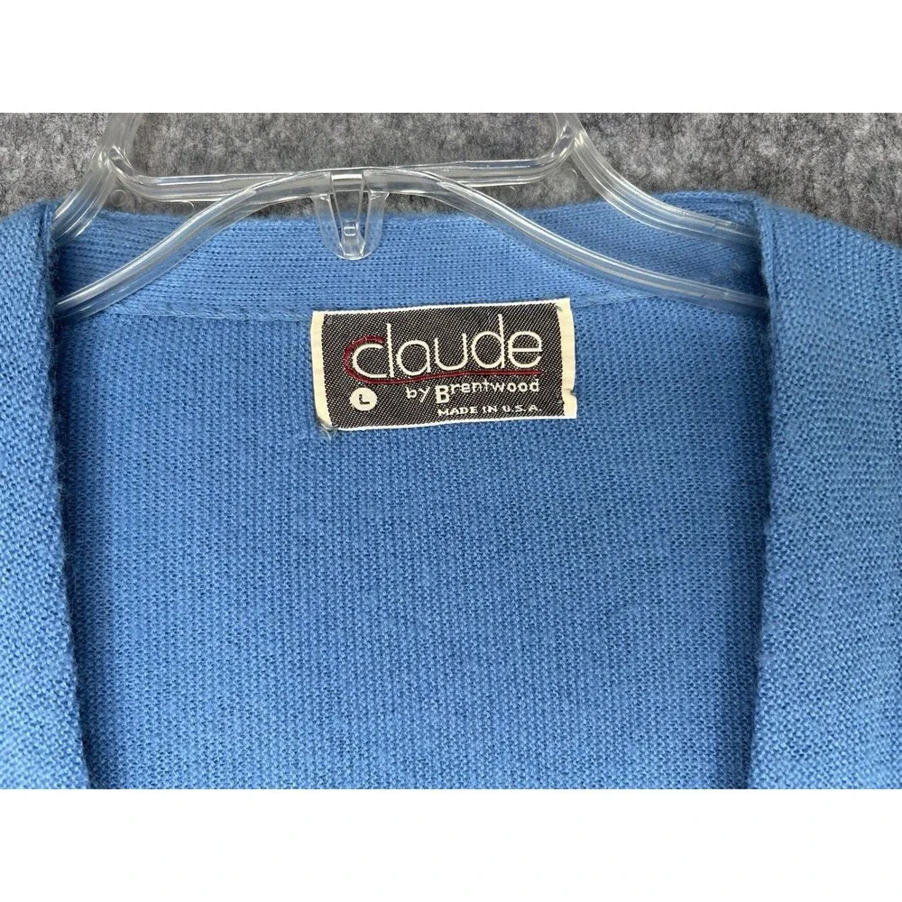 Claude By Brentwood Acrylic Blue Cardigan Sweater Grandpa Large